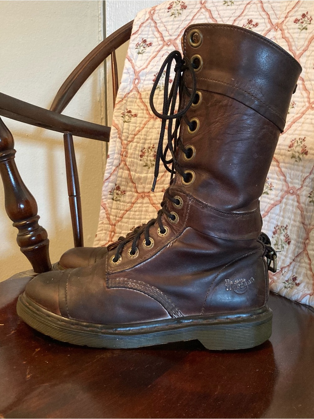 Dr Martens Brown Triumph Mid-Calf Lace-Up Boots - Picture 3 of 15